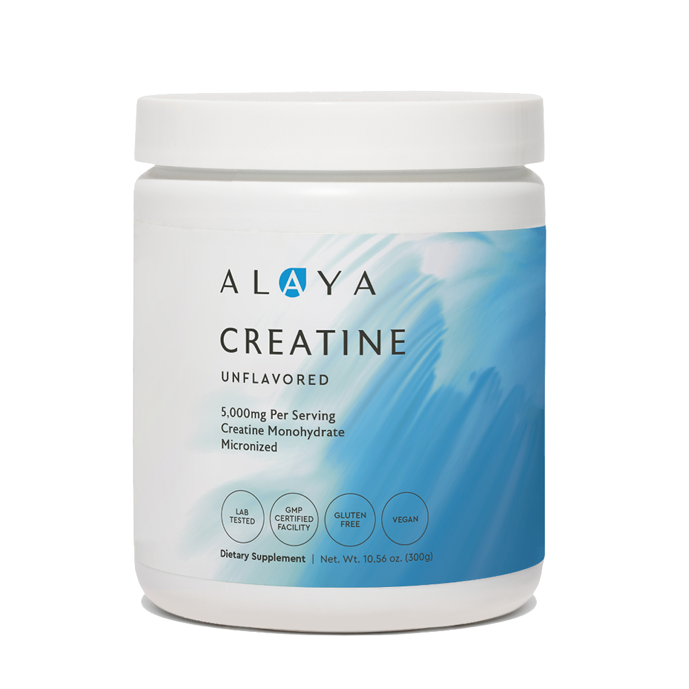 Alaya Micronized Creatine supplement bottle on a white background #hide
